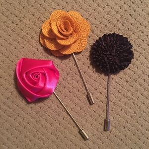 Lot of 3 Flower Lapel Pins